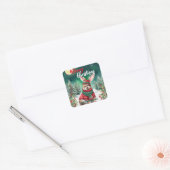 Schattigee MOM bunny konijn kerstman Vakantienaam Vierkante Sticker (Envelop)