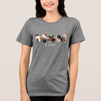 Schattigee MOM Fotocollage, Huisdier Hond, geperso Tri-Blend Shirt