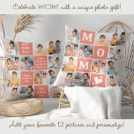Schattigee MOM Gepersonaliseerde 12 Foto Collage C Kussen<br><div class="desc">Vier de opmerkelijke reis van het moederschap met ons moderne MOM Photo Collage-kussen - een heerlijke mix van stijl, sentiment en personalisatie. Dit charmante kussen is het perfecte geschenk voor Moederdag, waarbij kostbare herinneringen worden vastgelegd in een gedurfd en modern ontwerp dat moeders zullen aanbidden. Productkenmerken: Bold Color Block Design:...</div>
