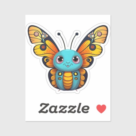 Schattigee monarchvlinder grillige Cartoon Graphic Sticker (Vel)