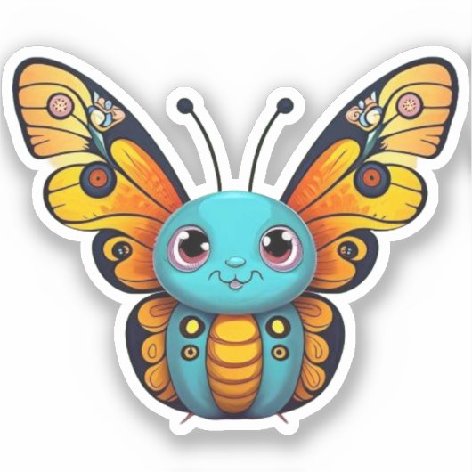 Schattigee monarchvlinder grillige Cartoon Graphic Sticker (Voorkant)