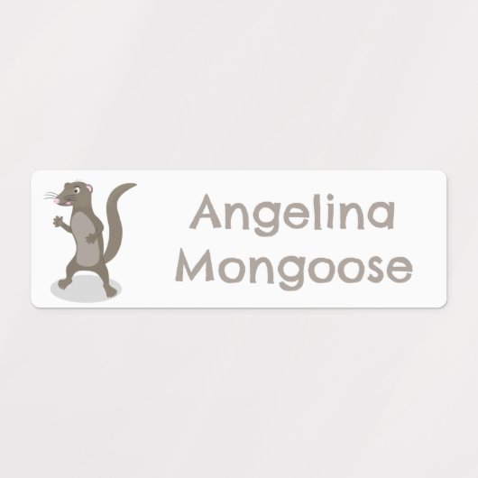 Schattigee mongoose cartoon gepersonaliseerd labels (Design 1)