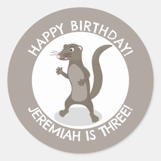 Schattigee mongoose gepersonaliseerde cartoon verj ronde sticker (Voorkant)