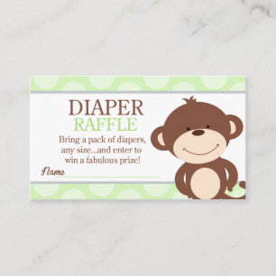 Schattigee Monkey Boy Baby shower Luier Raffle Informatiekaartje