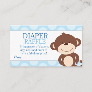 Schattigee Monkey Boy Baby shower Luier Raffle Informatiekaartje