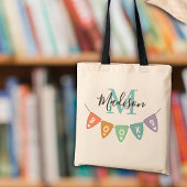 Schattigee Monogram Boeken Bunting Banner Tote Bag