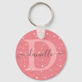 Schattigee monogram gestippelde patroonnaam handte sleutelhanger (Voorkant)