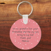 Schattigee monogram gestippelde patroonnaam handte sleutelhanger (Achterkant)