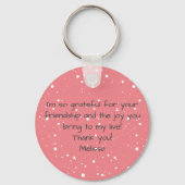 Schattigee monogram gestippelde patroonnaam handte sleutelhanger (Achterkant)