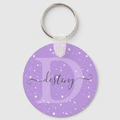 Schattigee monogram gestippelde patroonnaam handte sleutelhanger (Voorkant)