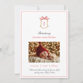 Schattigee Monogram Kam en boog Kerstgeboorte Aankondiging (Voorkant)