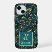 Schattigee Monogrammed Floral Waterverf patterned iPhone 15 Case (Achterkant)