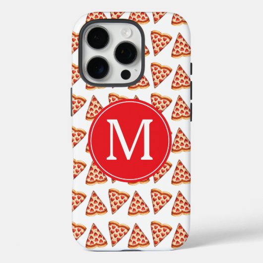 Schattigee Monogrammed Initialen Pizza Pattern Case-Mate iPhone Case (Achterkant)
