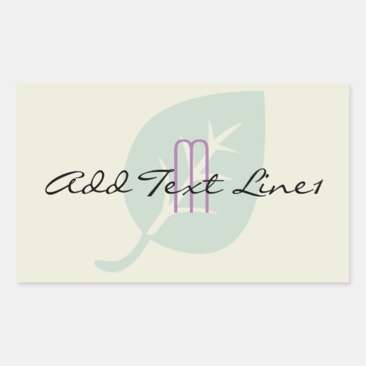 Schattigee Monogrammed Leaf Occasion Dank u Sticke Rechthoekige Sticker (Voorkant)