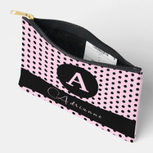 Schattigee Monogrammed Roze en Zwarte Polka Dots