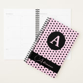 Schattigee Monogrammed Roze met Zwarte Polka Dots Planner