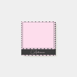 Schattigee Monogrammed Roze met Zwarte Polka Dots Post-it® Notes