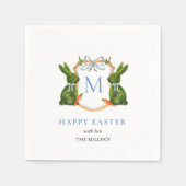 Schattigee Monogrammed Topiary Bunny Easter Servet (Voorkant)