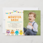 Schattigee Monster bash foto verjaardagsfeestje Kaart (Voorkant)