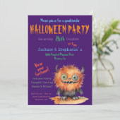 Schattigee Monster Bash Halloween Kostuumfeest Kaart (Staand voorkant)