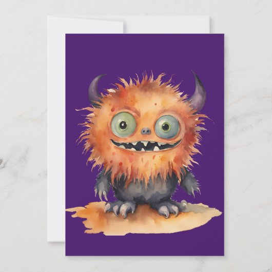 Schattigee Monster Bash Halloween Kostuumfeest Kaart (Achterkant)