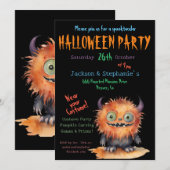 Schattigee Monster Bash Halloween Kostuumfeest Kaart (Voorkant / Achterkant)