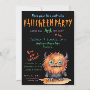 Schattigee Monster Bash Halloween Kostuumfeest Kaart