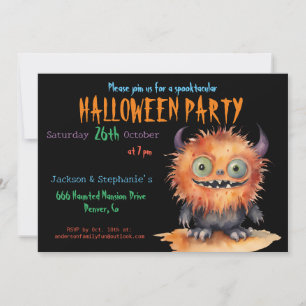 Schattigee Monster Bash Halloween Party Kaart
