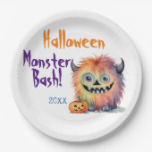 Schattigee Monster Bash Halloween Party Papieren Bordje (Voorkant)