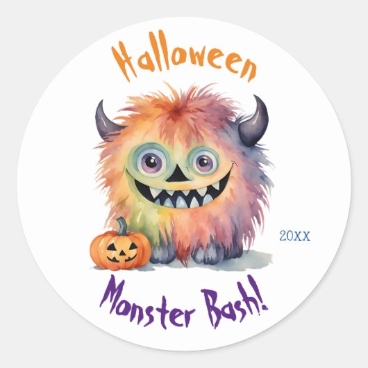 Schattigee Monster Bash Halloween Party Ronde Sticker (Voorkant)