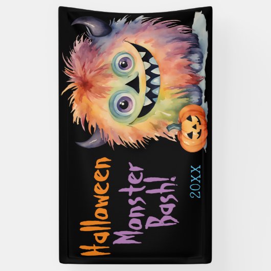 Schattigee Monster Bash Halloween Party Spandoek (Verticaal)