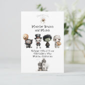 Schattigee Monster Brunch & Munch Party Uitnodigin Kaart (Staand voorkant)