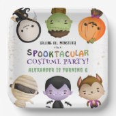 Schattigee Monster Kinder Kostuum Halloween Verjaa Papieren Bordje (Voorkant)