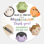 Schattigee Monster Kinder Kostuum Halloween Verjaa Ronde Sticker (Voorkant)