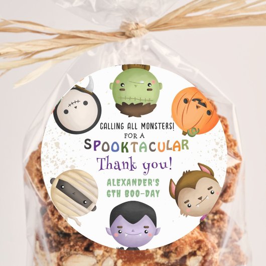 Schattigee Monster Kinder Kostuum Halloween Verjaa Ronde Sticker