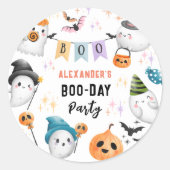 Schattigee Monster Kinder Kostuum Halloween Verjaa Ronde Sticker (Voorkant)