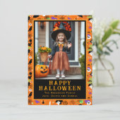 Schattigee Monster Mash-Up Aangepaste Halloween Fo Feestdagenkaart (Staand voorkant)