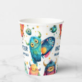 Schattigee Monster Mash Waterverf Kinderen Verjaar Papieren Bekers (Rechts)