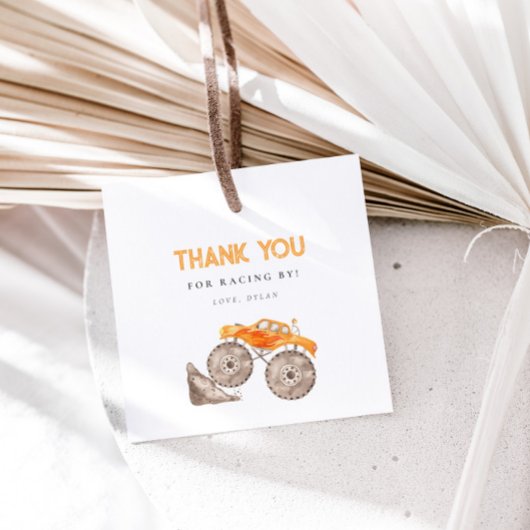 Schattigee Monster Truck Verjaardag Bedankjes Labels