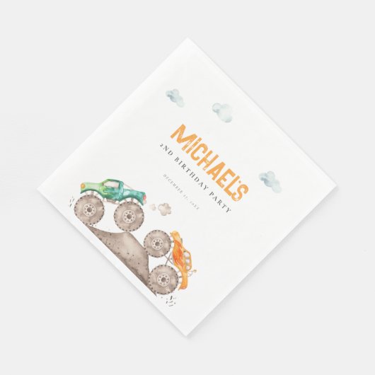 Schattigee Monster Trucks Verjaardag Servet (Hoek)