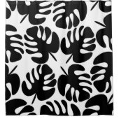 Schattigee Monstera Leaf Cutouts in zwart-wit Douchegordijn (Voorkant)