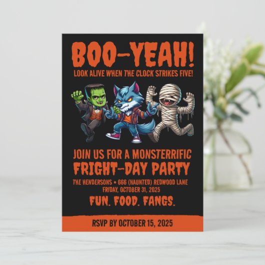 Schattigee monsterlijke angstdag Halloween-feest Kaart (Staand voorkant)