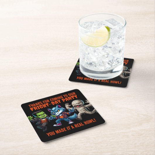 Schattigee monsterlijke angstdag Halloween-feest Kartonnen Onderzetters (Insitu)