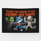 Schattigee monsterlijke angstdag Halloween-feest Spandoek (Horizontaal)