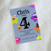 Schattigee Monsters 4e Verjaardagsuitnodiging Kaart