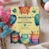 Schattigee monsters genderneutraal verjaardagsfees kaart