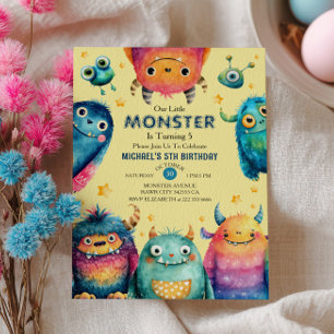 Schattigee monsters genderneutraal verjaardagsfees kaart
