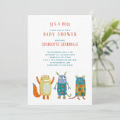 Schattigee Monsters Het is een Boy Baby shower Kaart (Staand voorkant)
