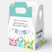 Schattigee Monsters Jongen Verjaardag Dank u Favor Bedankdoosjes (Geopend)