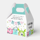 Schattigee Monsters Jongen Verjaardag Dank u Favor Bedankdoosjes (Voorkant Zijde)